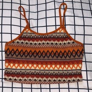 Multicolor Orange Brown Autumn Sunset Themed Patterned Women's Top